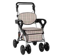 Senior Walker Rollator Walkers for Seniors, Upright Walker, Folding with Seat, with Backrest & Storage Bag