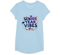Senior Year Vibes Graduation Celebration Gift T-Shirt, Girls, Baby Blue, Large