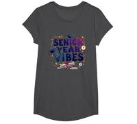 Senior Year Vibes Graduation Celebration Gift T-Shirt, Girls, Dark Heather Grey, Large