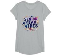 Senior Year Vibes Graduation Celebration Gift T-Shirt, Girls, Heather Grey, Large