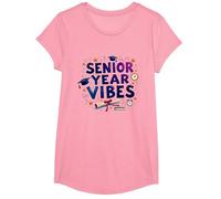 Senior Year Vibes Graduation Celebration Gift T-Shirt, Girls, Pink, Large