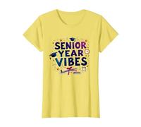 Senior Year Vibes Graduation Celebration Gift T-Shirt, Women, Lemon, L