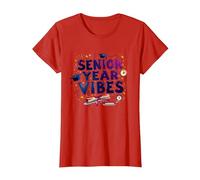 Senior Year Vibes Graduation Celebration Gift T-Shirt, Women, Red, XL