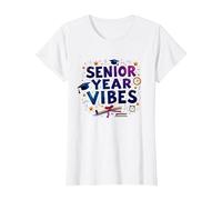 Senior Year Vibes Graduation Celebration Gift T-Shirt, Women, White, XL