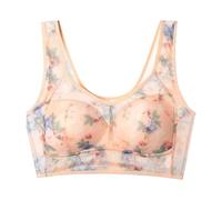Seniors Bra, Ice Silk Lace Cooling Comfort Bra, Wide Straps for Back Support, Vest Bra Without Underwire for Older Women Beige