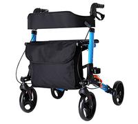 Seniors Rolling Walker with Seat&Brakes&8Inch Wheels,Heavy Duty Foldable Walker Glides with Backrest&Bag,Portable Indoor Outdoor Walking Aid