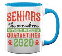 Seniors The one Where They were quarantined 2020 Funny Slogan Ceramic Tea Coffee Mug Light Blue