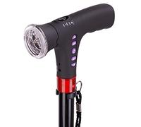 Seniors Walking Stick - Adjustable Folding Cane | Travel Folding Cane with LED Light, Alarm, Radio, and Cushioned Handle, Portable Walking Stick Perfect for Elderly and Disabled Men and Women