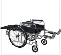 Seniors Wheelchair Folding Lightweight Steel Attendant Propelled Wheelchair Portable Transit Travel Chair Recliner W/Removable Footrests for Elderly Disabled Users