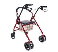 Seniors Women Rollator Walker with 4 Large Wheels& Seat& Brakes, Folding Heavy Duty Upright Walker, Adjustable Height Shopping Trolley, Red Feito na China