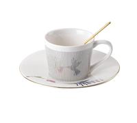 SENIURIS Anamorphic Tea Cups and Saucers Set, Perfect Porcelain Tea Cups for Espresso Coffee Cappuccino Milks or Tea Time.（Sliver Hummingbird）