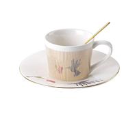 SENIURIS Anamorphic Tea Cups and Saucers Set, Perfect Porcelain Tea Cups for Espresso Coffee Cappuccino Milks or Tea Time.（Gold Hummingbird）