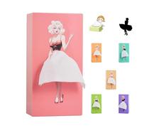 SENIURIS Beautiful Girl's Long Skirt Tissue Box, Creative Cartoon Tissue Cover Case Paper Dispenser for Home Office and Car. (Rose)
