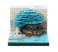 SENIURIS Cute Sticky Notes Pad with Holder,DIY 3D Kawaii Funny Creative Memo Pad,Desk Art Paper Card Craft Notepad with LED Light.Best Decorations for Home Office Bedroom. (Bluish Green Tree)