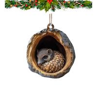 SENIURIS Forest Christmas Tree Animal Decorations, Pattern 2D Acrylic Ornament, Acrylic Party Hanging Ornament Pendant. (Pangolin)