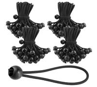 SENJEOK 100 PCS 6 inch Black Bungee Cord with Balls, 15 cm Bungee Straps for Outdoor, Travel and Fixing Items