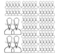 SENJEOK 100 Pcs Swivel Lobster Clasps, 3.9 x 2 cm Key Chain Hooks with D Ring Trigger Snap Hook for Hanging DIY Crafts, Silver