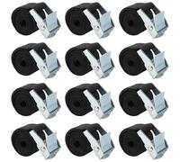 SENJEOK 12 Pack Tie Down Strap, 25mm x 0.5m Adjustable Lashing Strap with Release Cam Buckle for Luggage Trailer, Black