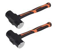 SENJEOK 2 PCS 4 LB Sledge Hammer with Fibreglass Handle, Carbon Steel Club Lump Hammer for Gardening, Camping, Building Construction, 37 x 12.3 x 4.7cm