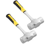SENJEOK 2 PCS 4lb Lump Hammer with Fibreglass Handle, Small Carbon Steel Club Sledgehammers for Gardening, Camping, Work