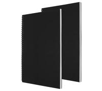 SENJEOK 2 Pcs A4 Black Dot Grid Notebook, 120 Page/60 Sheet Spiral Bound Dotted Paper Notepad, 21 x 29.7cm, for Home Office Journal, 100gsm