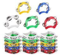 SENJEOK 20 Pack Plastic Percussion Tambourine, 4 Inch Half Moon Musical Tambourines with 4 Bells, Mini Handheld Tambourine for Family, School