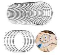 SENJEOK 24 PCS 10cm Metal Craft Rings, 4 Inch Round Silver Floral Macrame Hoops for Dream Catchers Festival Wreaths DIY Craft