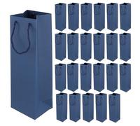 SENJEOK 24 PCS Blue Wine Gift Bag with Handles, Bulk Blue Single Bottle Bag for Parties, Weddings, DIY Craft Projects, 9 x 9.5 x 35 cm