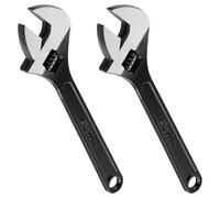 SENJEOK 2PCS 12 Inch Adjustable Spanner, 300mm Large Adjustable Wrench Wide Jaw for Plumbing, Black, Max Opening 36mm