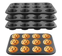 SENJEOK 4 PCS 12 Cup Muffin Tray, Non Stick Cupcakes Tray, Yorkshire Pudding Tin for Baking