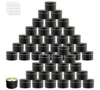 SENJEOK 48 PCS 4oz Black Candle Tin, 120ml Metal Candle Container with Lid for Making, DIY Craft, 65 x 45 mm