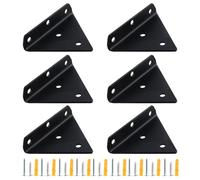 SENJEOK 6 PCS 4 Inch Black Triangle Floating Shelf Bracket, Heavy Duty Metal Wall Support for Shelves Bookshelf, 8 x 9 x 10cm
