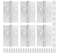 SENJEOK 6 PCS 4 Inch Stainless Steel Hinges with Screw, 100 x 75 mm Silver Ball Bearing Door Hingers for Wood Cabinets, Cupboards