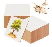 SENJEOK 60 PCS 2mm Square Plywood Sheets, 100 x 100mm Thin Basswood Board, 4 Inch Unfinished Wooden Sheets for Engraving, Painting, Home Decor