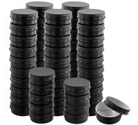 SENJEOK 60 PCS 30ml Aluminium Tin Cans, 1oz Round Candle tins Jar for Cream, Sample, Makeup Storage, Black