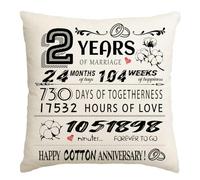 Senken 2nd Wedding Cushion Cover,2nd Wedding Cotton For Him,Gift For Wife Husband Pillow Case,Keepsake Present Cushion Cover 45x45cm