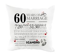 Senken Cushion Covers Accessories,Gift for Men,Presents for Men,Cushion Love Decorative Pillow Cover Decor Home Throw Pillow Case Decorate for Holiday Couch Bed Sofa-45x45cm (60 YEARS Wedding)