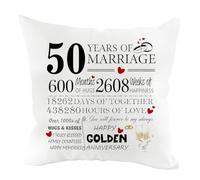 Senken Cushion Covers Accessories,Gift for Men,Presents for Men,Cushion Love Decorative Pillow Cover Decor Home Throw Pillow Case Decorate for Holiday Couch Bed Sofa-45x45cm (50 YEARS wedding)