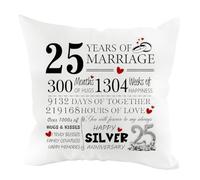 Senken Cushion Covers Accessories,Gift for Men,Presents for Men,Cushion Love Decorative Pillow Cover Decor Home Throw Pillow Case Decorate for Holiday Couch Bed Sofa-45x45cm (25 YEARS wedding)