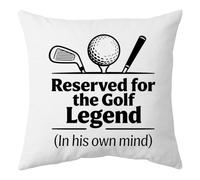 Senken Golf Cushion Cover Reserved for the Golf Legend | 45x45 cm, humorous golf home accent, funny birthday present for golf lovers, golfers