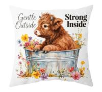 Senken Highland Cow Cushion Cover Gentle Outside Strong Inside | 45x45 cm, humorous home decor, thoughtful highland cow gifts for lovers and fans