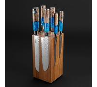 SENKEN Rotating Magnetic Knife Block Made from Natural Acacia Hardwood - 360 Degrees Rotation - Ulta Strong Neodymium Magnets Knives Never Fall, Universal Knife Holder Storage for Kitchen Counter