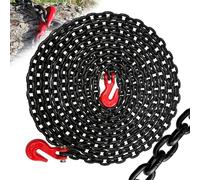 SENKEYFE 1/4" Tow Chain-G80 Log Chain with G70 Clevis Grab Hook for Towing|25FT Transport Safety Chain Wll 3300 Lbs|Heavy Duty Chain for Trailer Truck Tie Down Binding Equipment(Oiled Black)