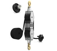 SENKEYFE 4400 LBS Block and Tackle Rope Hoist Pulley System 65 FT (Black)