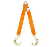 SENKEYFE Tow Straps V Bridle, 3" x 24" Recovery V-Strap with 8" Short J Hooks, 5400LBS Recovery Bridle, Towing Strap with Hook, Recovery Tow Car Strap Hook for Wrecker, Rollback, Car Hauler