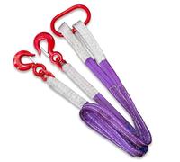 SENKEYFE Two Leg Bridle Web Sling 5ft 4409lbs Lifting Slings Straps with G80 Alloy Steel Grab Hooks Polyester Webbing Purple Rigging Straps for Cargo Security Towing and Handling