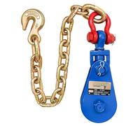 SENKEYFE Upgraded Snatch Block with Chain, Snatch Block 4 Ton WLL, for 1/2 Inch Wire Ropes,Snatch Block Pulley for Towing and Recovery,Rollback Wrecker Car Carrier Tow Truck Accessories