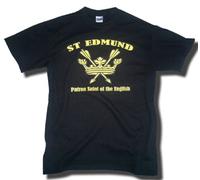 Senlak England T-Shirt - ST Edmund Patron Saint of The English - Full Chest - Black X Large