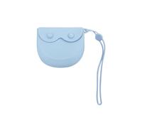 SENLIN DENTAL 1PC Silicone Retainer Case without Lanyard, Cute Vent Holes Denture Case, Mouth Guard Case Travel Holder for Girls, Women, Men (Blue with Lanyard)