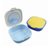 SENLIN DENTAL 2pcs Retainer Case with Mirror, Aligner Case with Vent Holes, Protable Aligner Cleaner Case for Travel Night Mouth Guards, Braces